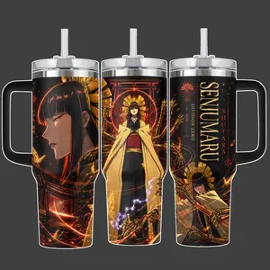 Bleach Senjumaru Shutara Great Weave Guard Anime Tumbler Cup, Golden Butterfly Red Shrine Full Wrap Stainless Steel Insulated Tumbler 20oz/40oz With Straw Lid Included, 40oz Handle Option