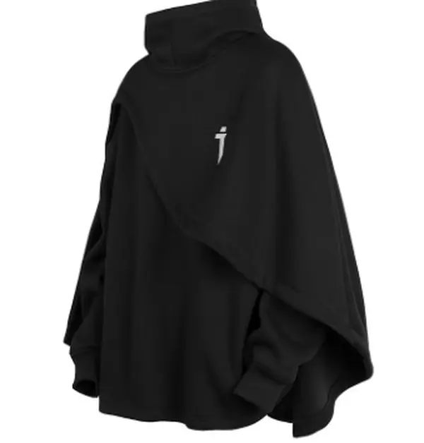 TOP 2026 Spring & Autumn New Arrival Trendy Techwear Turtleneck Cape Hoodie Unisex Hooded Fake Two-piece Pullover Jacket