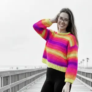 Crocheted Pullover Sweater - Handcrafted Unique Design Soft Fabric for Casual Wear & Layering Versatile Outdoors Style with Intricate Crochet Pattern
