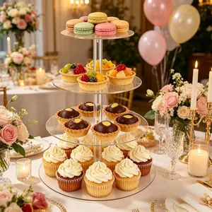 Acrylic Transparent Cupcake Stand, 4-Layer Cupcake Tower Display Rack, Round Cupcake Holder, Sweet Treats Showcase for Parties, Weddings, Birthdays