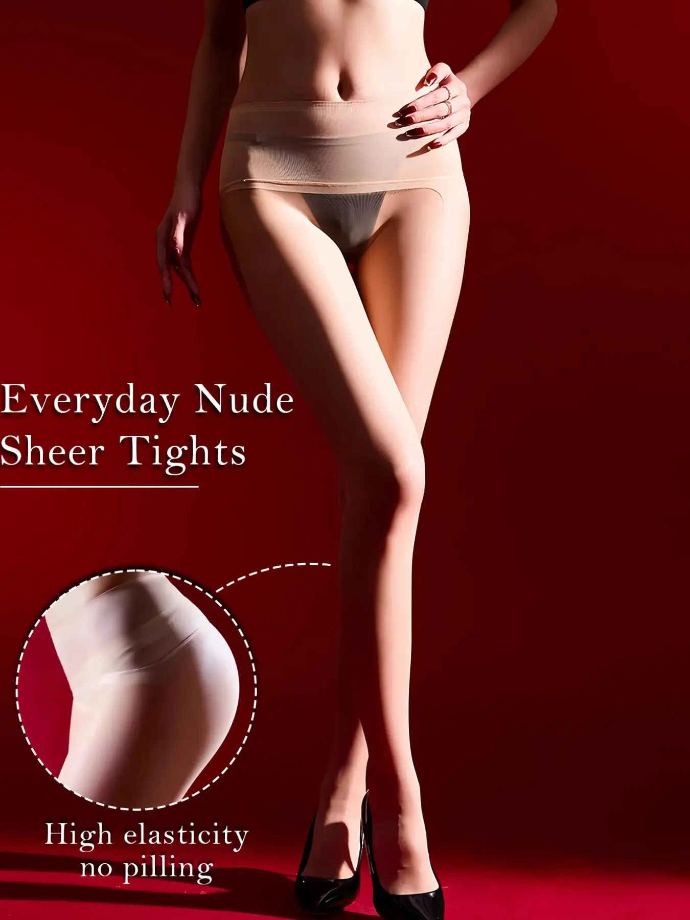 Nude Seamless Sheer Full-Length Pantyhose Tights, High-Waisted Stretch Anti-Pilling Stockings, Y2K Style Thin Fashionable Everyday Wear Underwear