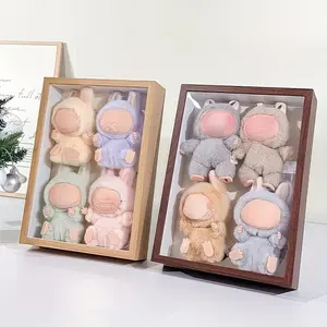 Doll Display Cabinet, Dustproof Wood Frame Collection Shelf, Valentine Gift for Collectors, Home Decor & Doll Showcase Storage Box