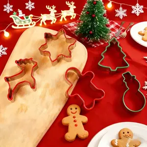Christmas Cookie Molds Set, Colorful Gingerbread Man Reindeer Snowman Christmas Tree, Perfect for Baking Cookies and Fondant