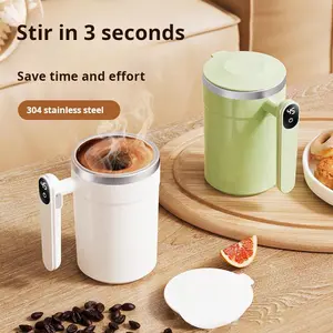 CoffeeCup 400ml Electric Coffee Mug with Lazy Rotating Magnet Design Stainless Steel Automatic Stirring Reusable Travel Mug White Self-Stirring Heat Retention for Home & Office