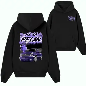 Trokiando Me La Pelan Hoodie, Purple Chevy Truck Graphic Sweatshirt, Hispanic Truck Scene Apparel, Unisex Truckin Dirty Hoodie for Men Women