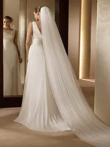 Simple and Elegant Double Layer Bridal Veil with Hair Comb Soft Tulle Wedding Accessories Trailing Veil