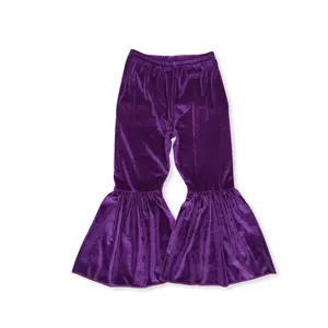 Purple velvet Print Bell Pants bottoms Girls Pants