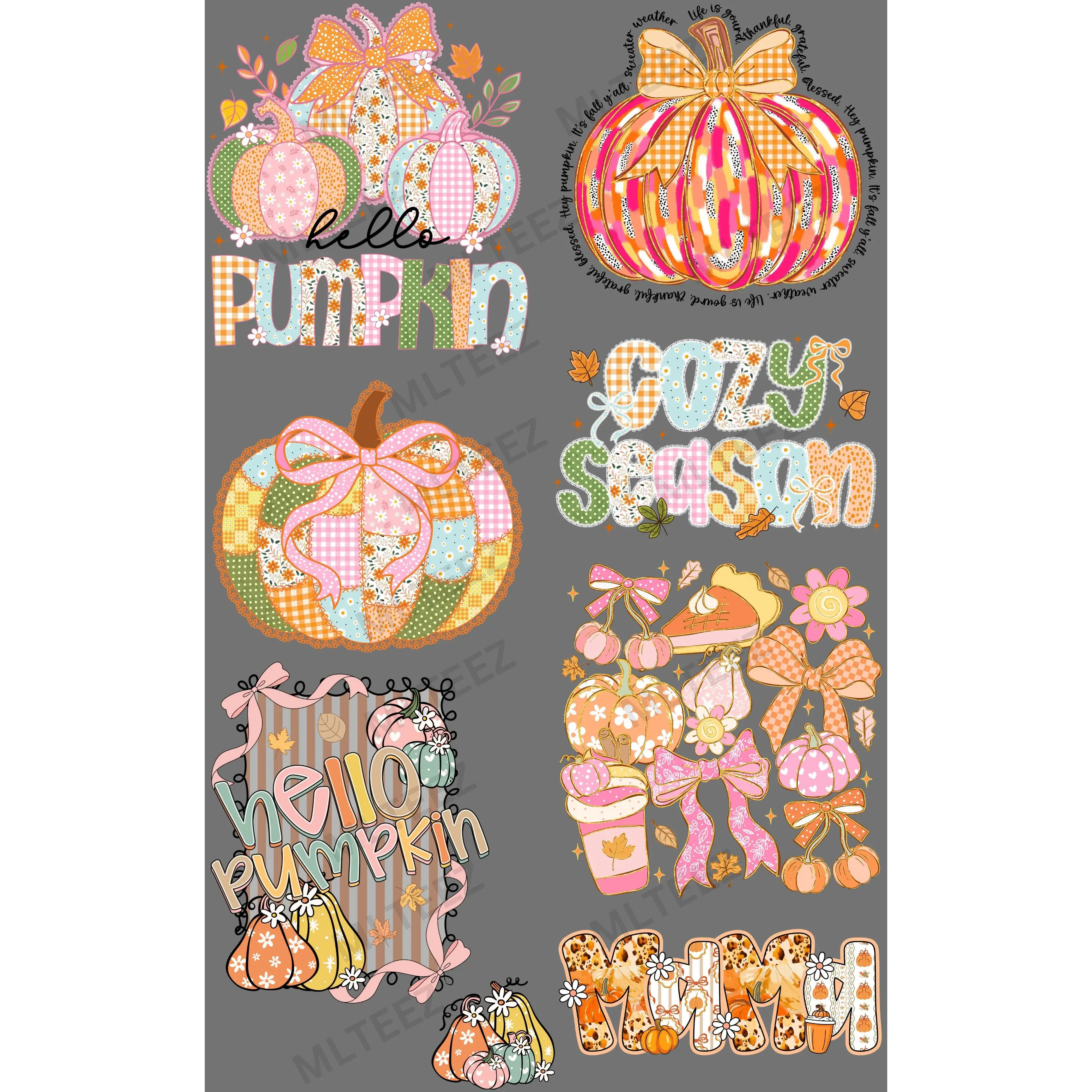 HELLO PUMPKIN PREMADE GANGSHEET - 22X36 DTF TRANSFERS - DIRECT TO FILM HELLO PUMPKIN PREMADE GANGSHEET - 22X36 DTF TRANSFERS - DIRECT TO FILM