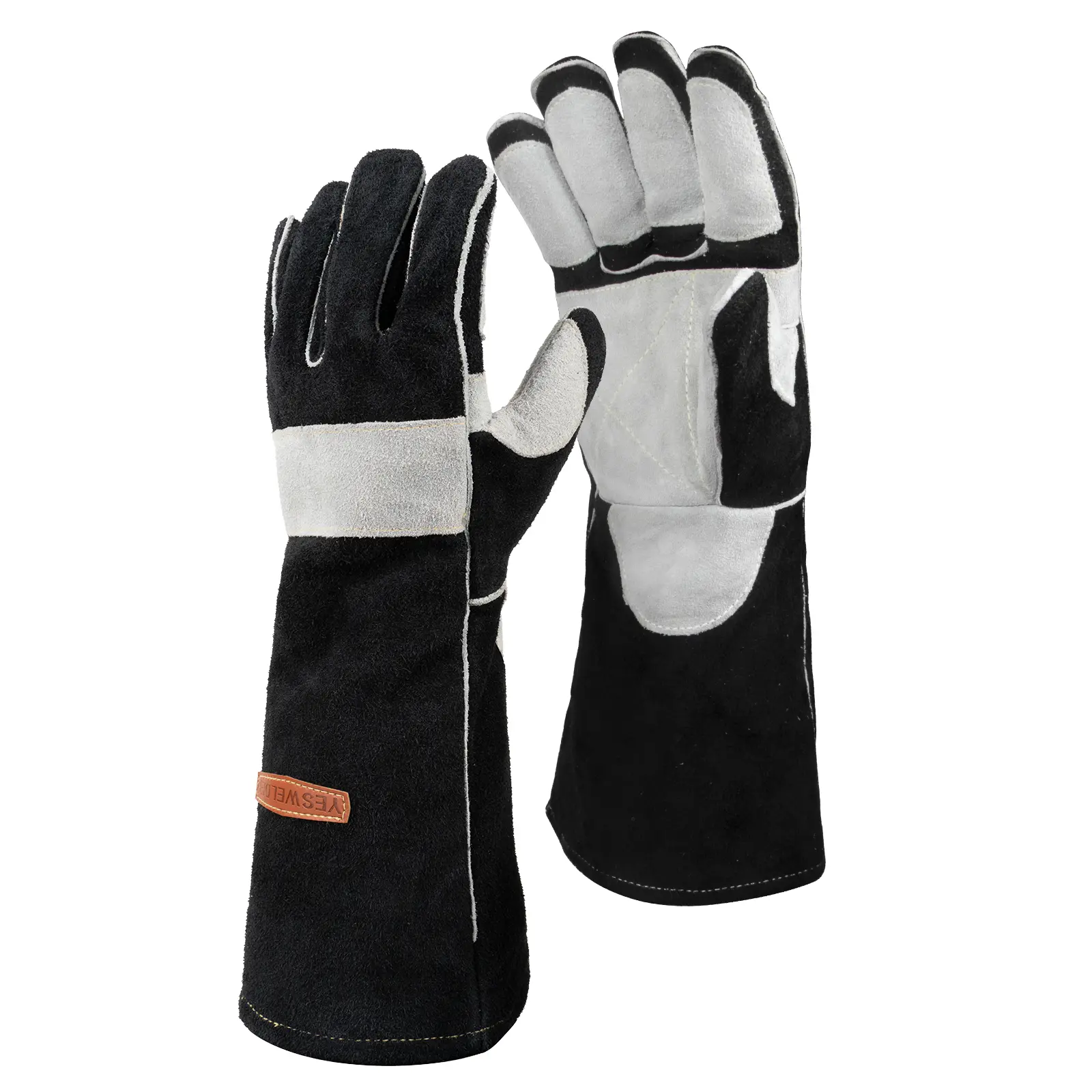 YESWELDER 16-Inch 932℉ Leather Forge MIG Welding Heavy Duty Gloves, Kevlar Stitching, Palm Reinforcements | Heat-Resistant Safety Work Gloves for Welding, Grilling YESWELDER 16-Inch 932℉ Leather Forge MIG Welding Heavy Duty Gloves, Kevlar Stitching, Palm Reinforcements | Heat-Resistant Safety Work Gloves for Welding, Grilling
