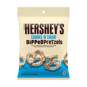 HERSHEY'S Cookies 'n' Cream Dipped Pretzels - 5 Oz Caffeine-Free Cookie Snack, Food Item in a Bag, 3-Month Freshness Guarantee
