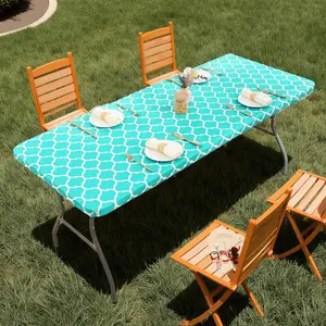 Rectangular Moroccan Tablecloth, Vinyl Waterproof Oil-Resistant Easy Clean, Non-Slip Design, Ideal for Outdoor Indoor Events