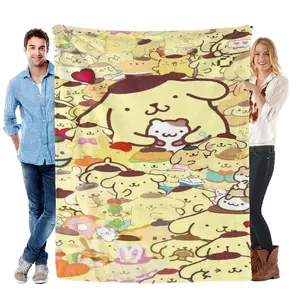 Official Pom Pom Purin Cool Touch Cooling Blanket, Sanrio Cute Summer Ice Silk Throw