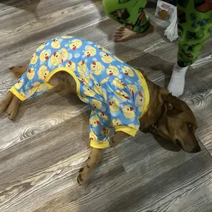 XPUDAC Cozy Pet Pajama with Cute Duckie Print Dralon Sleepwear for Small Medium Large Dogs Cats Christmas Gift Universal Fit Puppy Costume Clothes Shirt - Outfits
