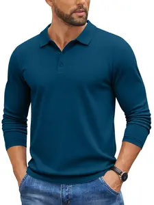 COOFANDY Mens Knit Polo Sweater Long Sleeve Casual Golf Polo Lightweight Dress Button Collar Pullover Sweaters