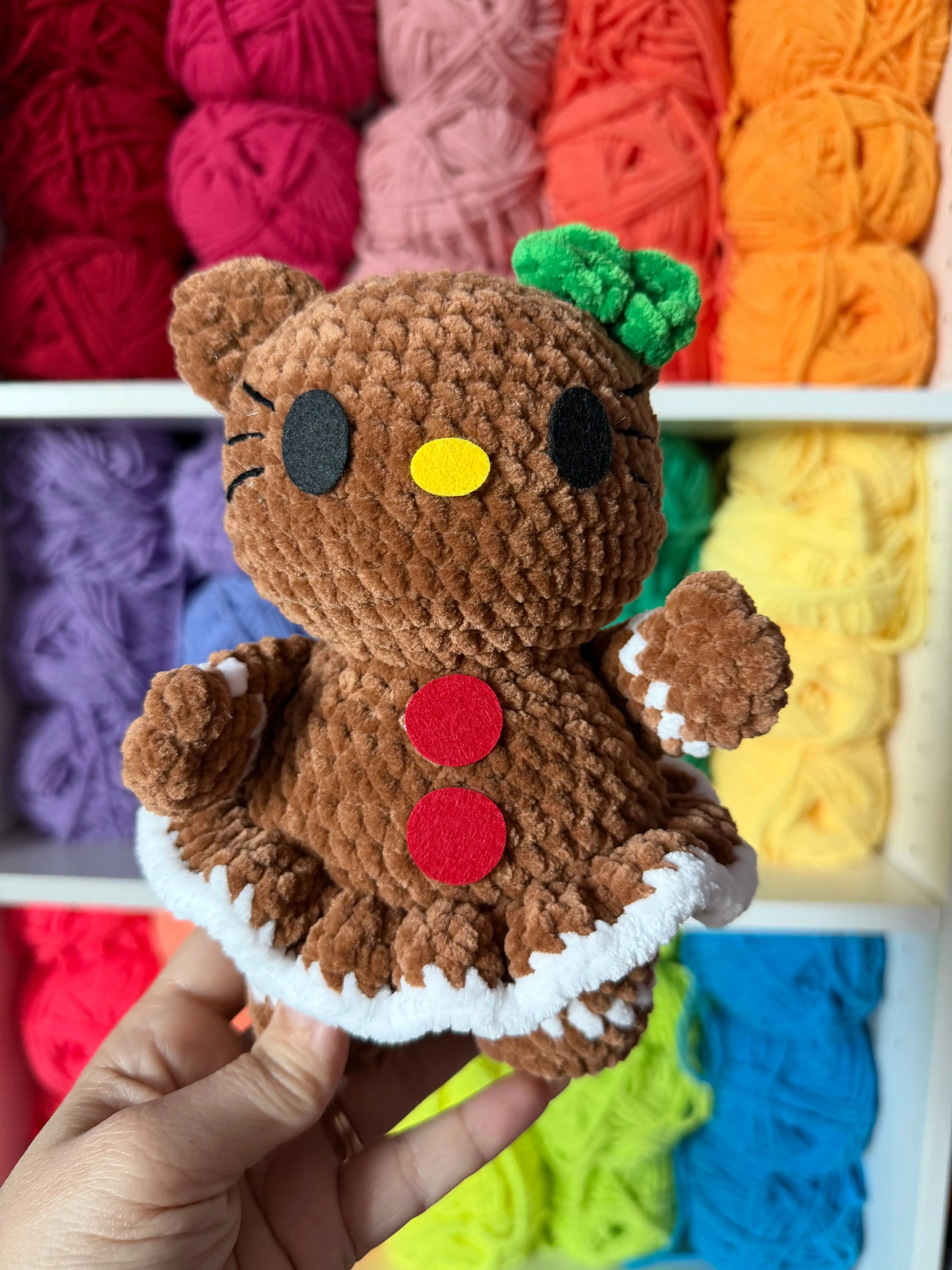 Coco the Gingerbread Kitty Plushie – Handmade Holiday Stuffed Animal