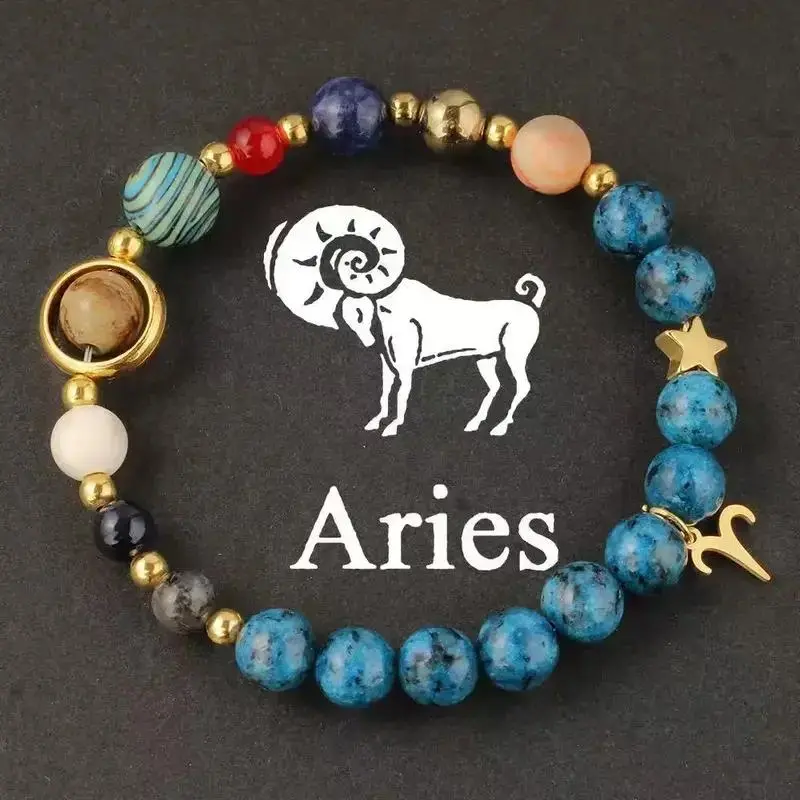 Virelyn B Solar System Zodiac Constellation Bracelet for Women - Casual Cotton Daily Accessory, Durable Yet Soft Galaxy Style Protection Jewelry, Ideal Birthday Gift for Loved Ones
