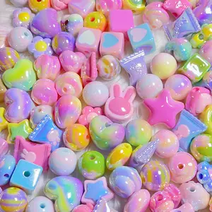 20Pcs Pastel Theme Mix Beads: 14-18mm Acrylic Beads for Pen DIY & Jewelry Making, Random Beads Soup, Assorted Shapes & Colors