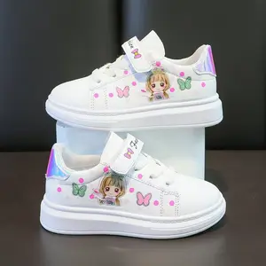 Adorable Butterfly Girls Sneakers - Lightweight Breathable Walking Shoes, Easy On/Off Hook-and-Loop, Soft Rubber Sole Pink White Casual Shoes for Kids Daily School Wear