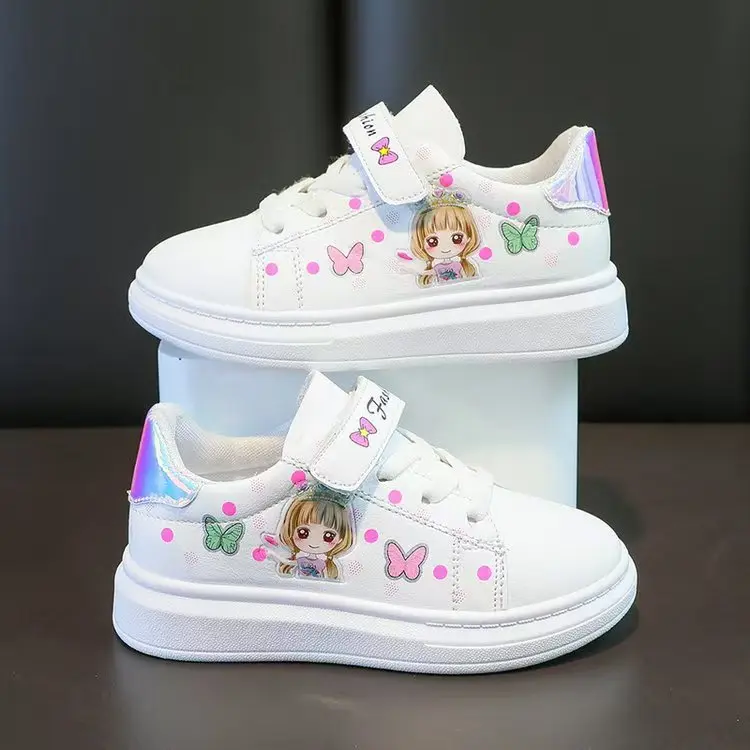 Girls' Butterfly Casual Trainers, Lightweight & Breathable Low Tops with Easy Hook-and-Loop Closure and Soft Non-Slip Rubber Sole
