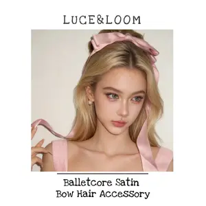 【LUCE&LOOM】Balletcore Pink Satin Bow Hair Clip | Coquette Aesthetic Ribbon Hair Accessory for Women and Girls | Elegant Y2K Style Hair Barrette