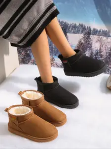 Thick-soled women's snow boots, winter women's ankle boots, lined with fleece, warm and non-slip in cold weather, durable and comfortable, a winter essential for warmth, Pull on boots