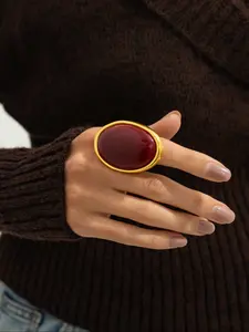 Vintage Exaggerated Gem Resin Ring, Fashion Metal Geometric Oval Wide Face Finger Ring, All Seasons Jewelry Accessory, Dark Aesthetic Rings, Acquired Style Ring, Unique Rings