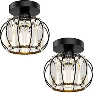 Nordic Crystal Ceiling Light Fixture, Wall Wiring Design, Decorative Lighting, Suitable for Hallway, Entryway, Balcony, Closet, Bedroom, Energy Efficiency Rating E