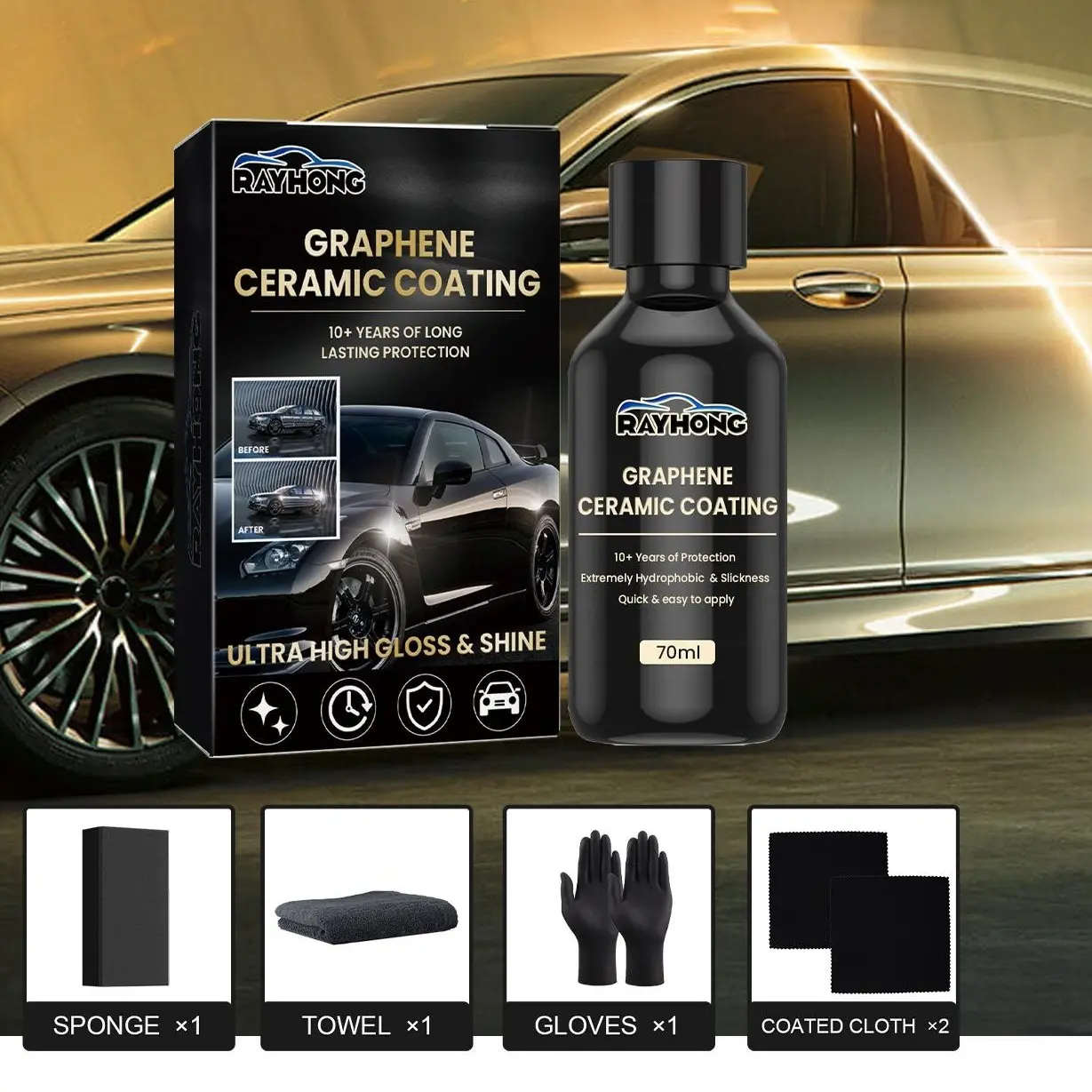 10H Graphene Plastic Car Coating Renovation Spray, Auto Paint Care Accessory, Detailing Products, Car Detailing Accessories, Surface Cleaner Liquid, Ultra-Gloss Glossy, Water-Resistant Long-Lasting Protect Paint Solution