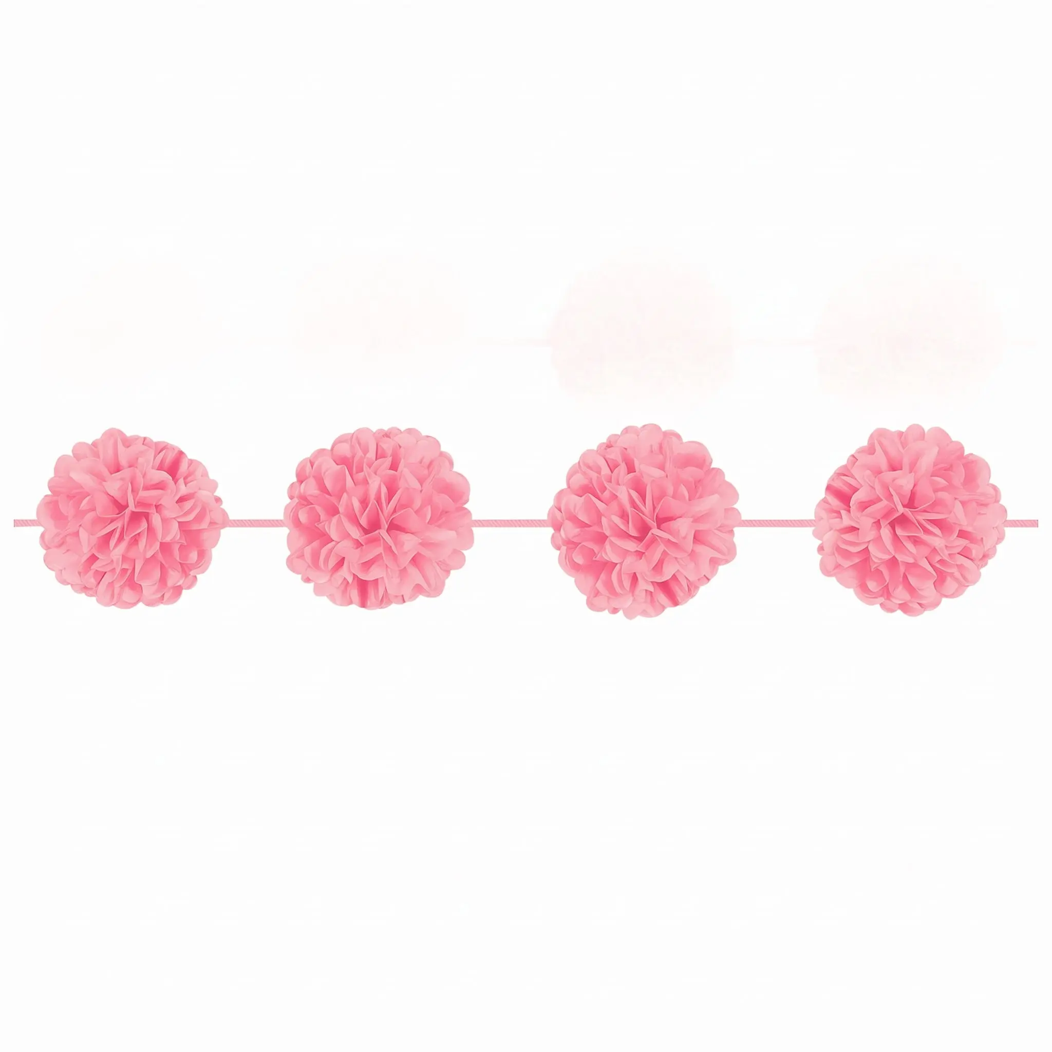 Elegant Pink Fluffy Tissue Garland - 12 ft for Weddings & Showers