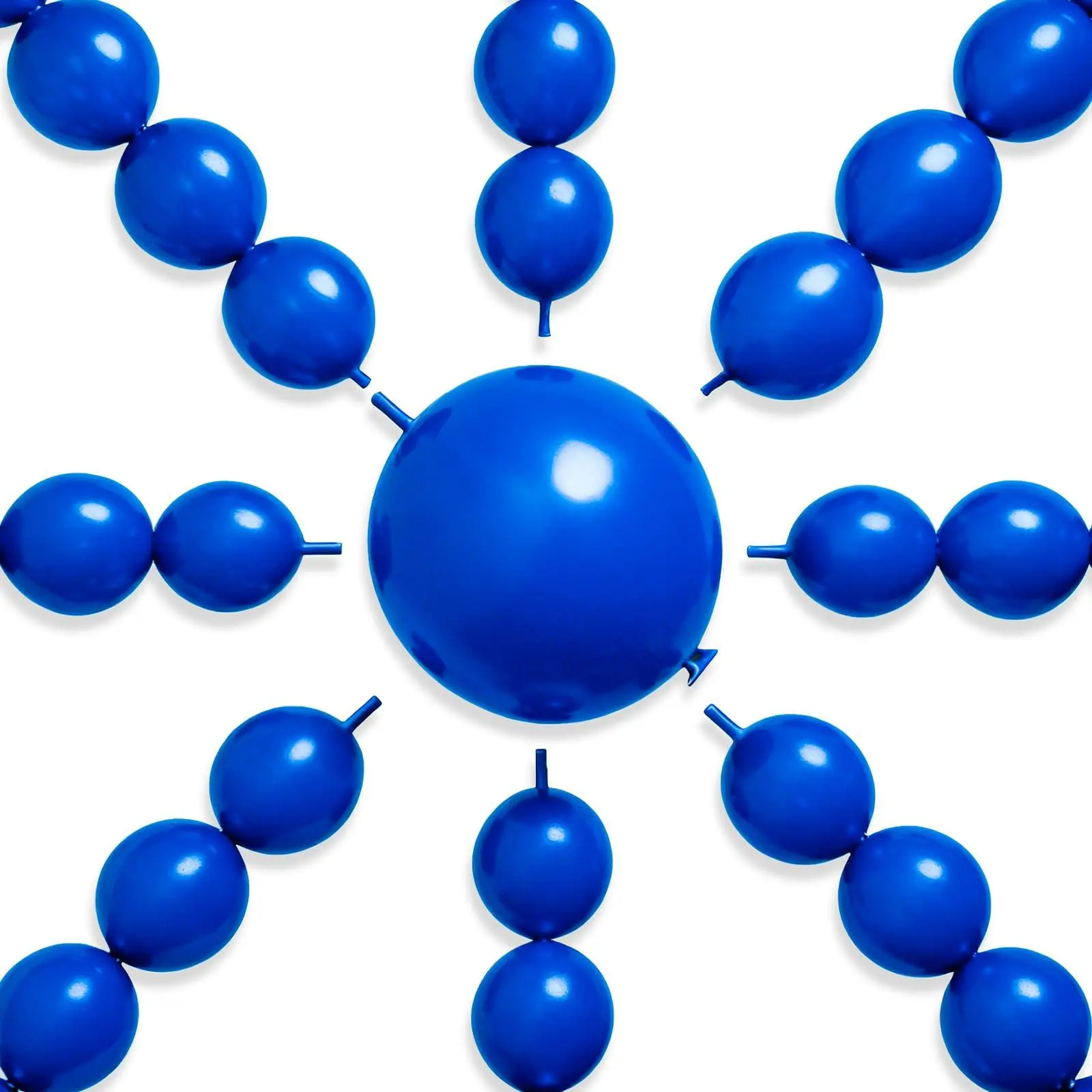 PartyWoo Royal Blue Linking Balloons 100pcs 12 Inch Dark Blue Link Balloons for Baby Shower Gender Reveal Anniversary Graduation Under The Sea Birthday Bachelorette Party Decorations Blue-W07