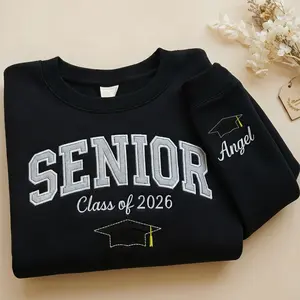 (Leave a note) Embroidered Senior Sweatshirt 2026 – Unisex Hoodie, Perfect for Senior Night & Graduation Gifts