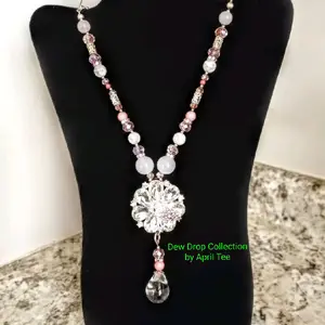 Rhinestone Flower Featuring A Dew Drop Pendant from the Dew Drop Collection Handmade by April Tee