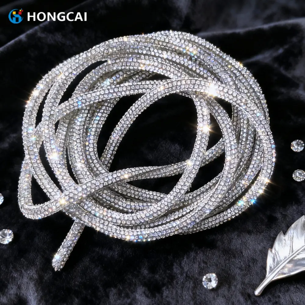 Shiny 91cm Full Drill Bling Sparkling Rhinestone Embellished Cord, Glass & Crystal Decorative Line, DIY Jewelry Making, Bracelets, Necklaces, Bags, Hoodies