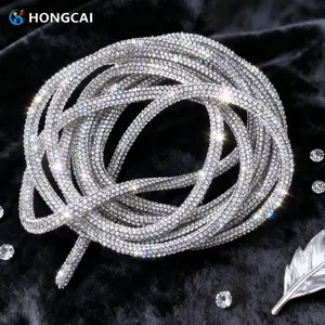 Shiny 91cm Full Drill Bling Sparkling Rhinestone Cord, Glass & Crystal Decorative Line, DIY Jewelry Making, Bracelets, Necklaces, Bags, Hoodies