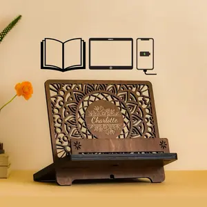 Personalized Wooden Book Reading Stand, Phone & Tablet Holder, gift for mom, Personalized gifts, Book holder, Anniversary gift for wife, Book Nook, Custom birthday gift for her, Girlfriend gift, Gifts for Book Lovers, Book worm, Book accessories