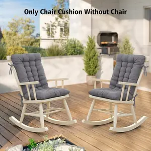 2 Pack Extra Thick Plush High Back Rocking Chair Cushion with Ties Tufted Full Back Support Soft Comfortable Seat Pad for Indoor Outdoor Office Patio Furniture