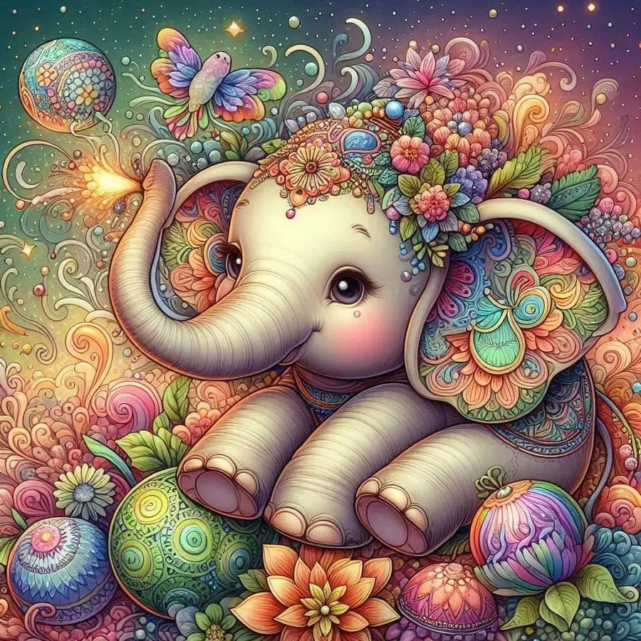 Elephant Pattern DIY Diamond Arts Colorful Painting Kit without Frame, DIY 5D Diamond Arts Colorful Painting for Bedroom Home Wall Decor
