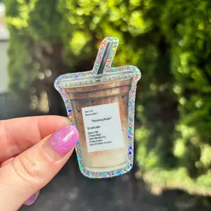 Romantasy Iced Coffee Glitter Sticker