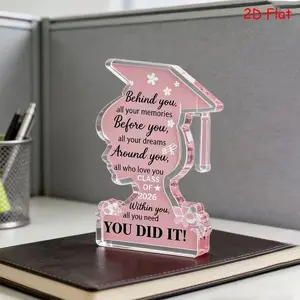 2026 Graduation Acrylic Plaque, Inspirational Senior Memorial Gift, University Graduate Present, Creative Desktop Decoration for Her