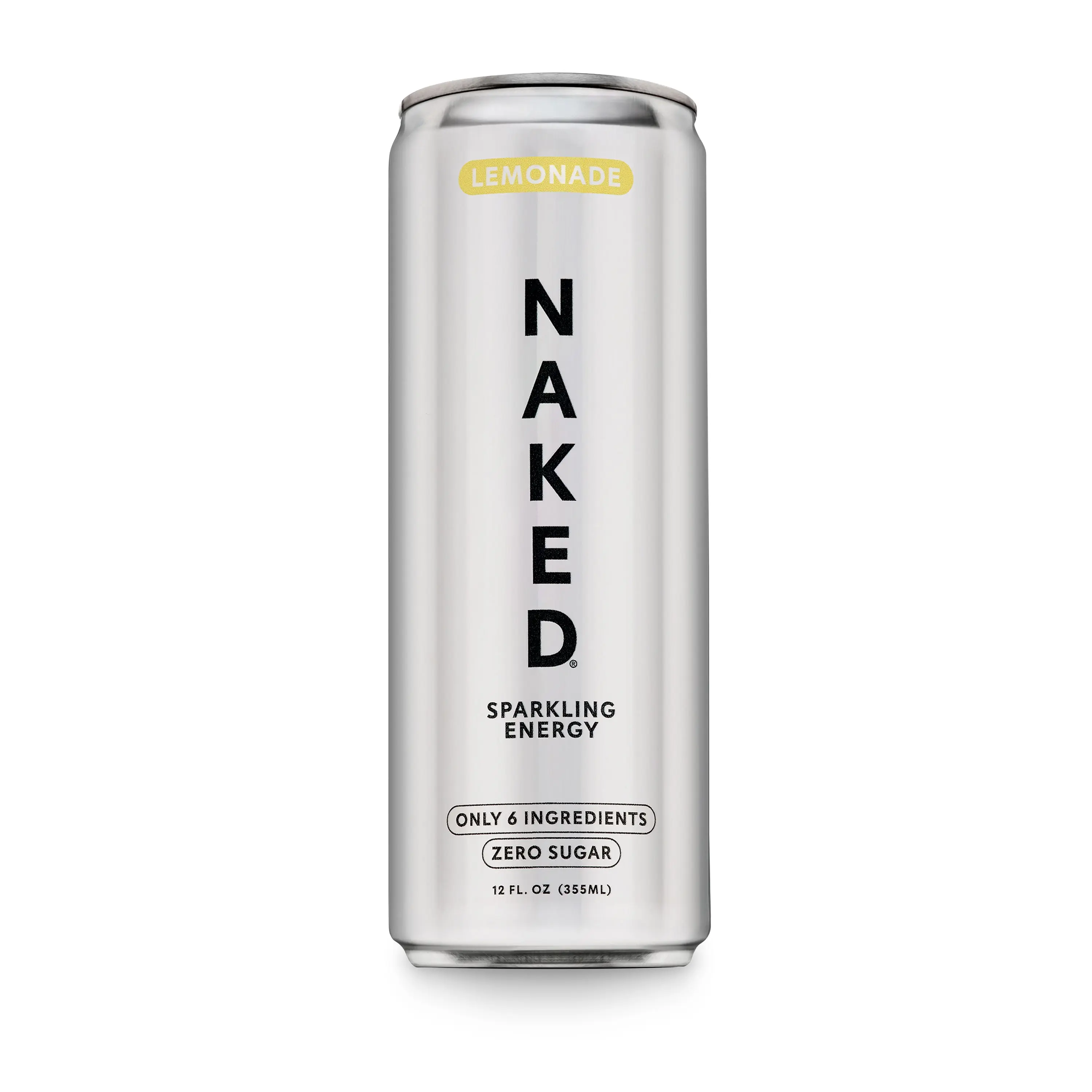 Naked Sparkling Energy Lemonade - 12 Cans - 200mg Organic Caffeine, Natural, Vegan, Gluten-Free, No Sugar - Only 6 Ingredients