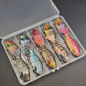 FishingLures 5/10 Pieces Set Multi Jointed Swim Crank Lures 3.9in Bionic Hard Bait for Fresh& Saltwater Slow Sinking Lifelike Swimbait Outdoor Equipment for Beginners Rotary Tool Fishing Lure Set fhis ing Multi Segment Hard Body Swimbait hard metal