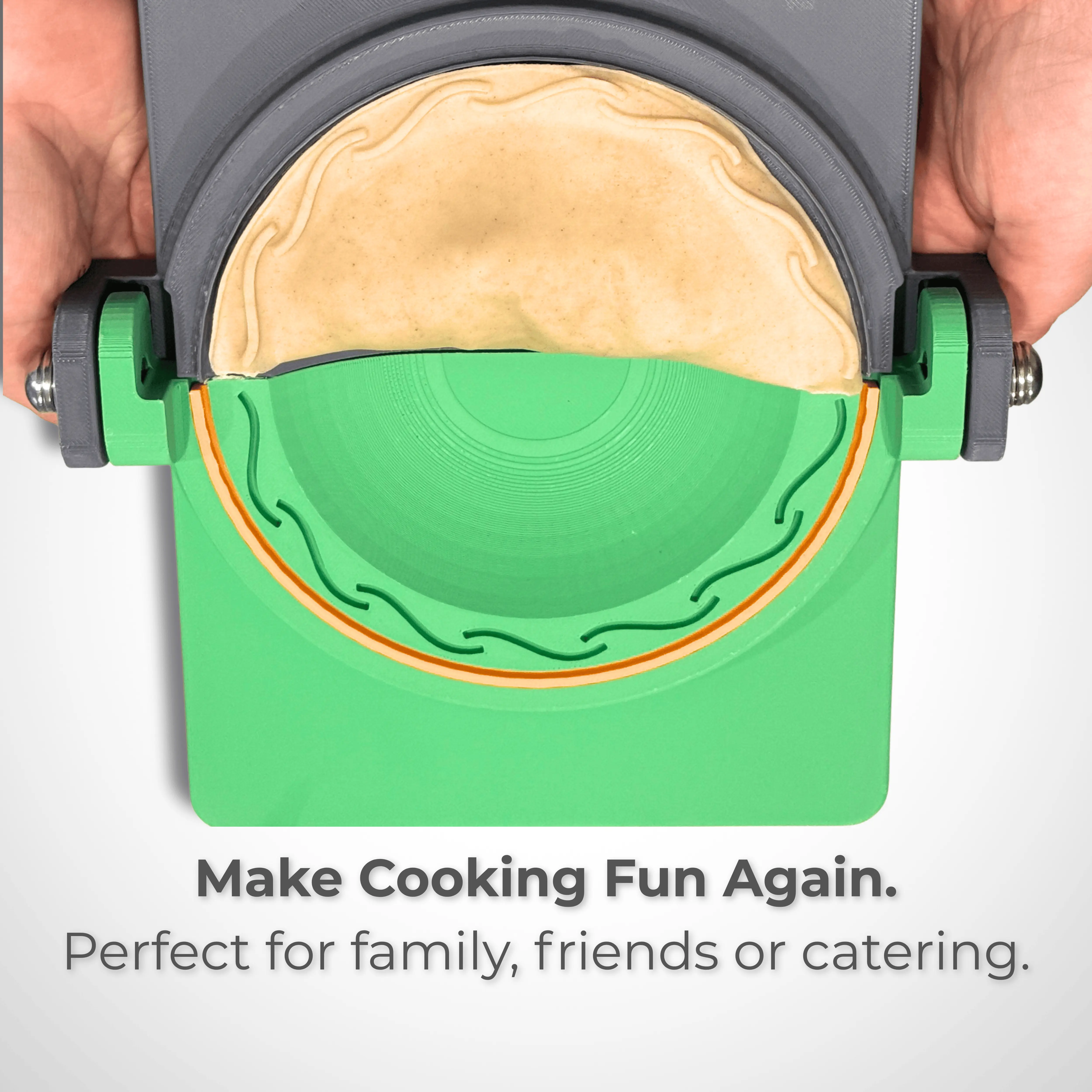 Empanada Press Serpent Crimp + Built-In Dough Cutter | Potsticker Maker, Hand Pie Maker, Meat Pie Cutter | PETG Premium | Made in USA | 3.5" to 7"