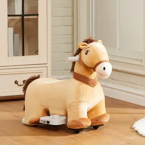 Battery Powered Ride On Pony Horse with Music Forward Motion PU Wheels Soft Touch Brown Toy for Toddlers Ages 18-36 Months Kids Electric Riding Toy Stable Seat Realistic Sounds Easy Controls Indoor Outdoor Play