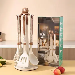 Silicone Cooking Utensils Set, 7 Counts/set Non-stick Cooking Utensils Set with Storage Holder, Kitchen Cooking Utensils Set for Home Use, Non Stick Spatula