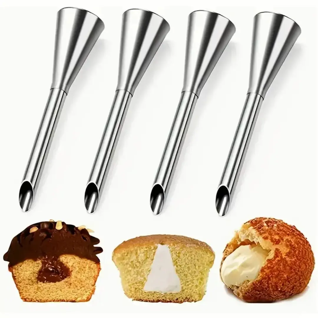 2 Pcs Cream Icing Piping Nozzle Tip Stainless Steel Nozzle Cream Puff Decor Small Pastry Icing Piping Tool