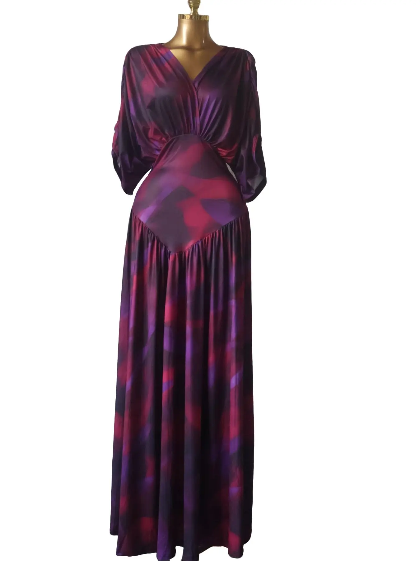 2026 Women's Tie Dye Maxi Dress, Deep V Neck Chic Elegant Empire Waist Long Dress, High 2026 Women's Tie Dye Maxi Dress, Deep V Neck Chic Elegant Empire Waist Long Dress, High