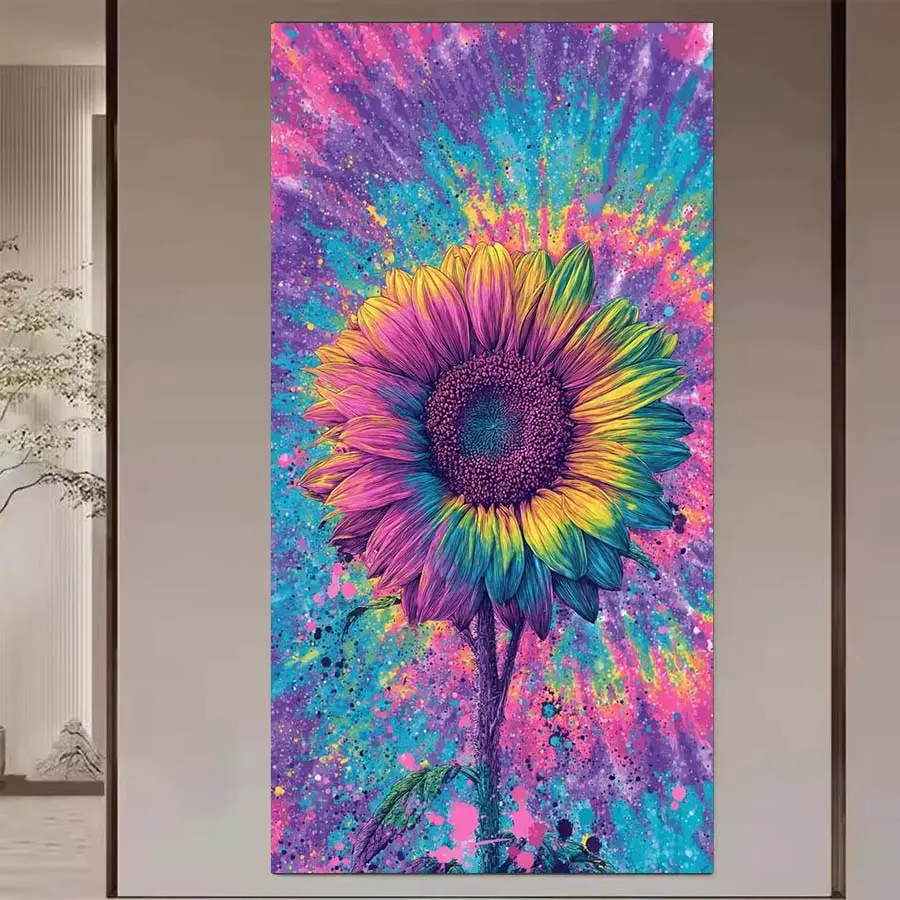 1pcs 5D DIY manual diamond painting set, 5D diamond art set, DIY decoration, colorful sunflower diamond painting set full round drill DIY, mosaic, diamond art, DIY art home decoration, Wall Art Painting, suitable for Halloween and Christmas.