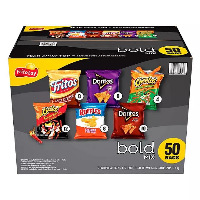 Frito_Lay Bold Mix Variety Pack Chips - 50 of 1oz Pack, Crispy Crunchy Snack