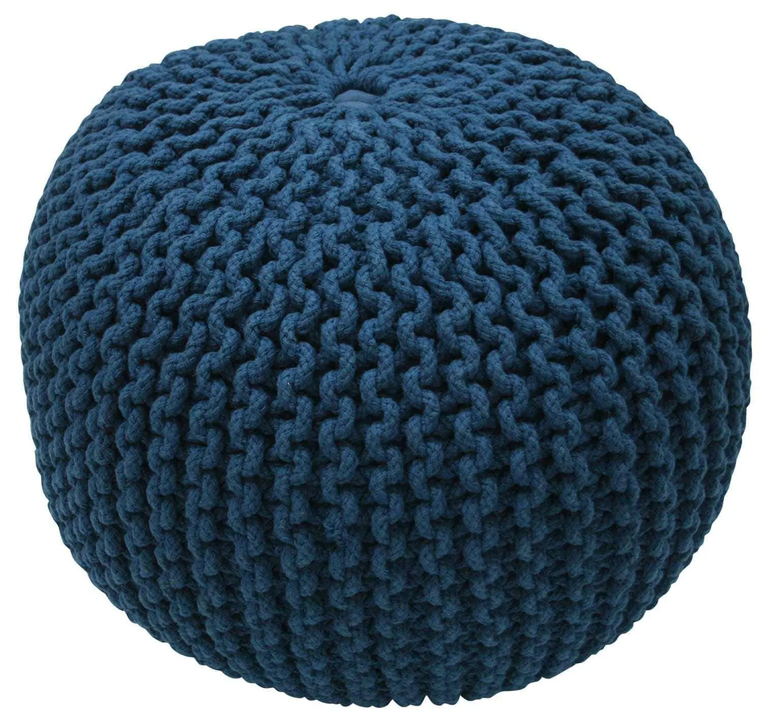 Ling Machine-Made Knit Filled Ottoman Pouf, Indoor Furniture Stool for Floor Coverings and Art Displays