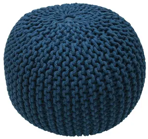 Ling Round Knit Filled Ottoman Pouf